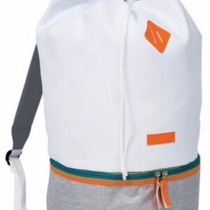Modern White and Gray Men's Backpack with Orange Accents